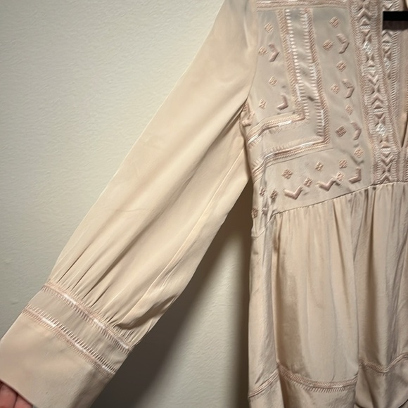 REBECCA TAYLOR Light Pink/Cream 100% Silk Embroidered Blouse, Size 2 (Fits 2/4) - Picture 4 of 11